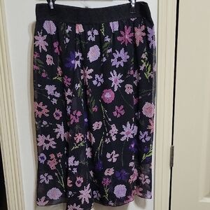 LuLaRoe Black Skirt with Pink and Purple Floral Design